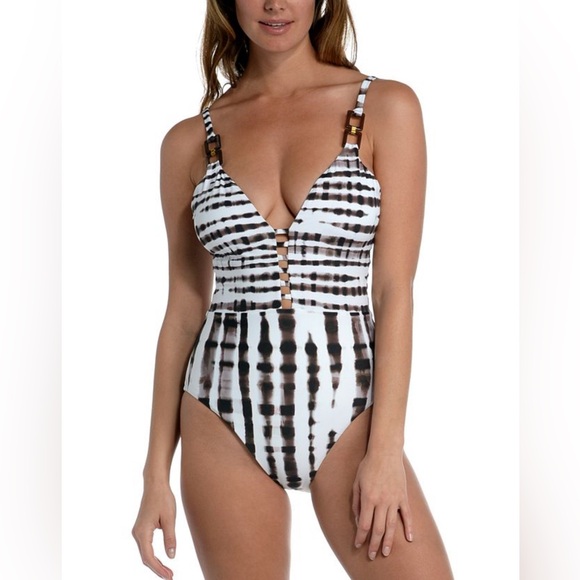 La Blanca Other - LA BLANCA Women's Twisted Bamboo Tummy Control One Piece Swimsuit Size 12 New